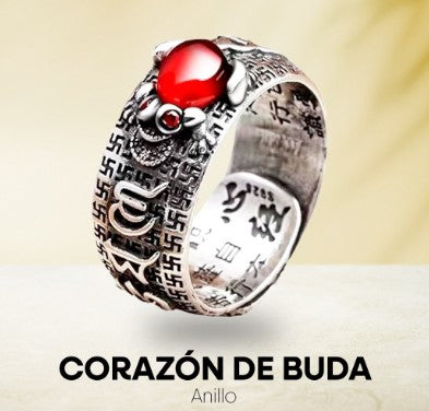 Feng Shui - Anillo Corazon de Buda Pixiu de Plata - Protección y Riqueza